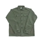 03 8345 77s 4 Pocket Fatigue Shirt Reverse Sateen Dark Olive Stone Front