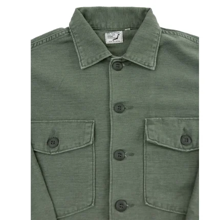 03 8345 77s 4 Pocket Fatigue Shirt Reverse Sateen Dark Olive Stone Zoom View