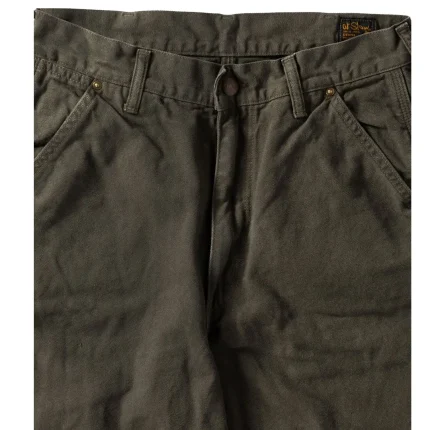 Dads Fit Oxford Painter Pants Army Green Front