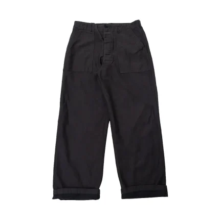 Fatigue Pants Cotton Linen Moleskin Relax Fit Charcoal Gray Front