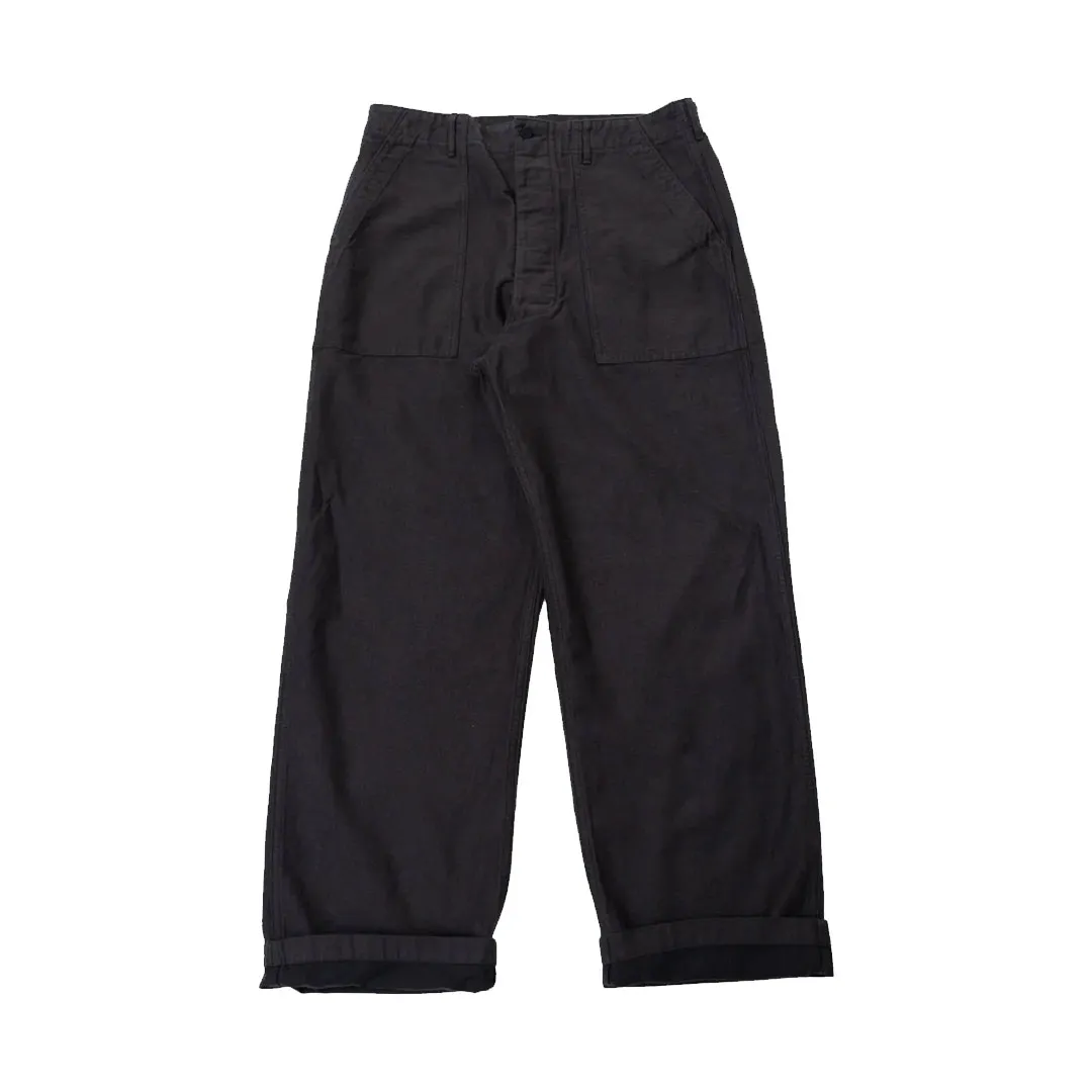 Fatigue Pants Cotton Linen Moleskin Relax Fit Charcoal Gray Front Fatigue Pants Cotton Linen Moleskin Relax Fit Charcoal Gray Front