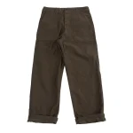 Fatigue Pants Cotton Linen Moleskin Relax Fit Coffee Brown Front