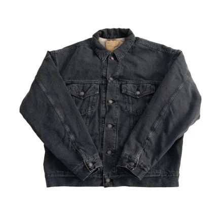 OrSlow 01 6105 D61SK – Organic Cotton Flannel Check Lining Type 3 Denim Jacket – Black Denim Stone