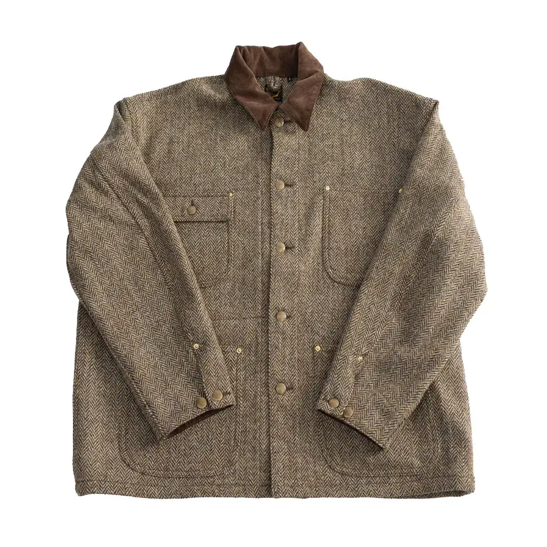 orSlow 01 6034 H47K Harris Tweed Relaxed Fit Coverall Jacket – Khaki orSlow 01 6034 H47K Harris Tweed Relaxed Fit Coverall Jacket – Khaki