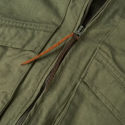 orSlow 6040 Cloth Vest Army Green Front Zip (1)