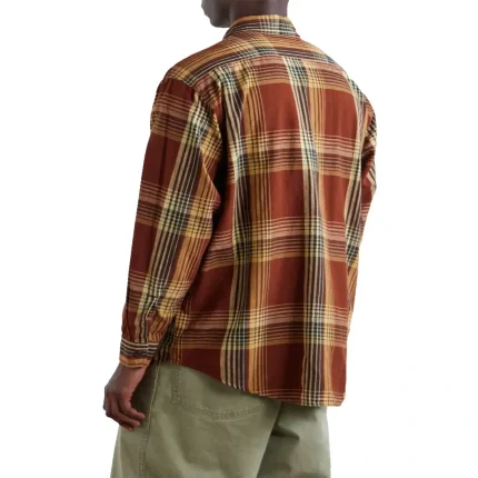 orSlow Checked Cotton and Linen Blend Shirt Back