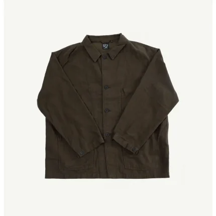 orSlow Cotton Linen Moleskin Relax Fit Simple Work Jacket Front (1)