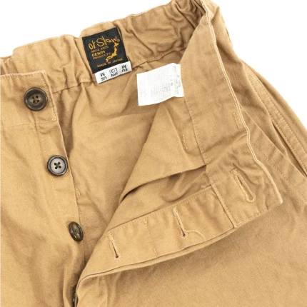 orSlow LOT–5000 ORIGINAL HERRINGBONE FRENCH WORK PANT KHAKI Front opened