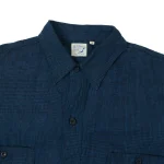 orSlow Linen Poplin Check Work Shirt Indigo Front Zoom