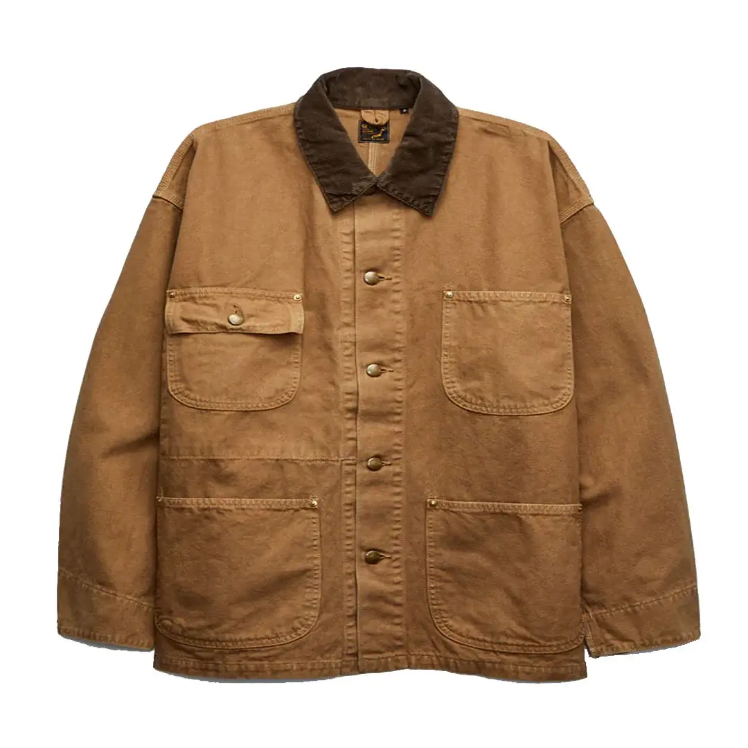 orSlow Relaxed Fit Canvas Coverall in Brown Front orSlow Relaxed Fit Canvas Coverall in Brown Front